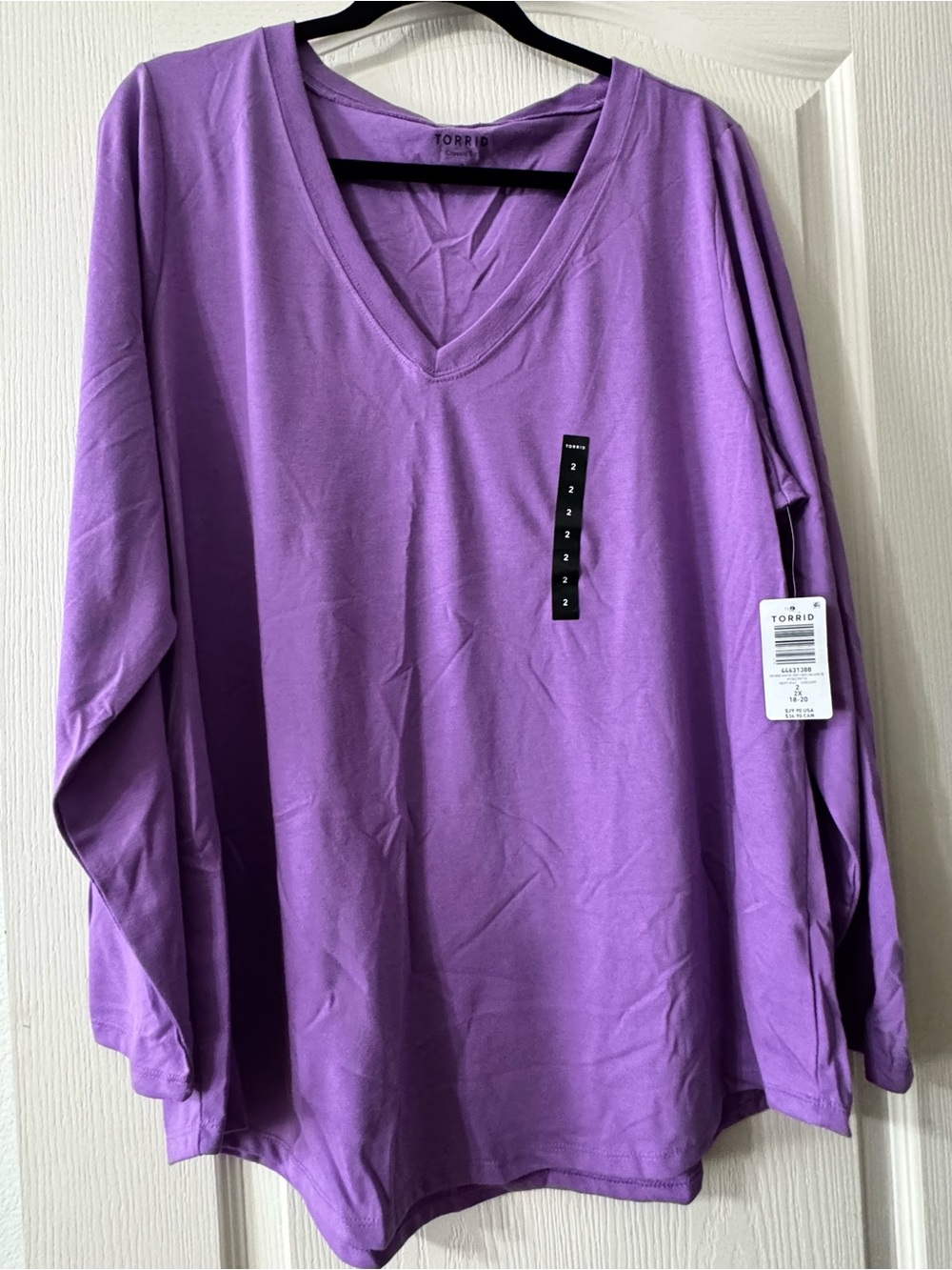 TORRID 2X NWT relaxed fit Lavender V-Neck Long Sleeve Top